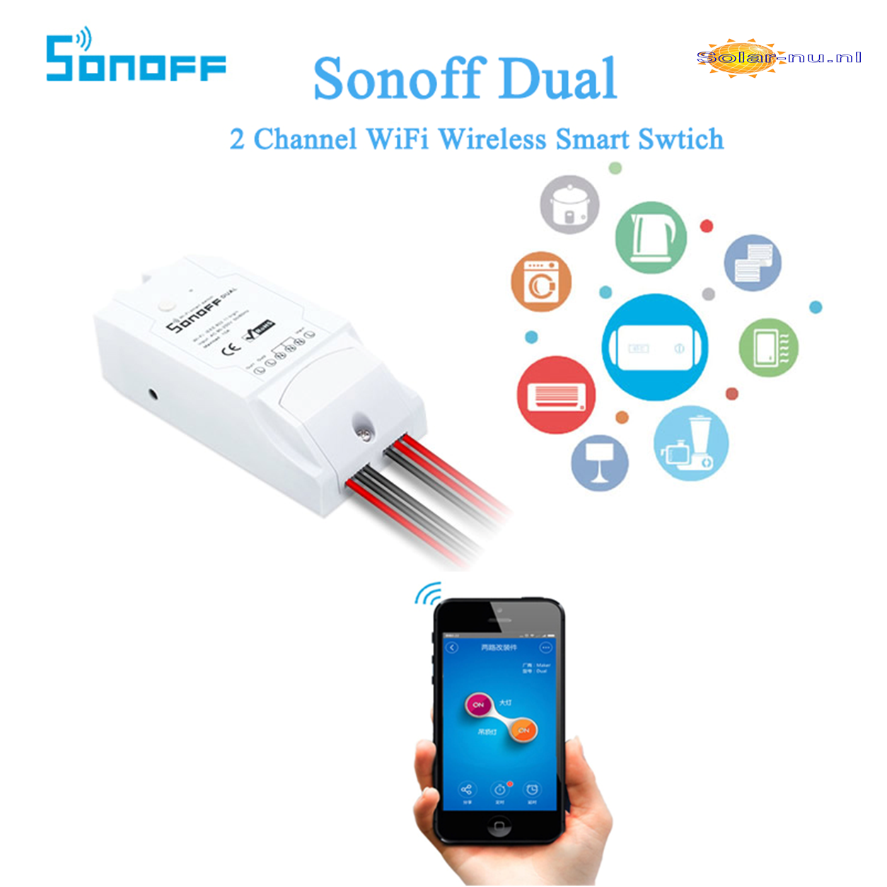 Itead Sonoff POW Draadloze Intelligente automatisering Schakelaar WiFi Slimme domotica Remote Stroomverbruik Meting - Smart - solar-nu.webshop.nl