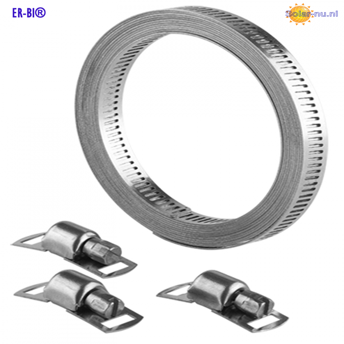 Slangenklem.Spanklem RVS 12.7mm+6 Sloten