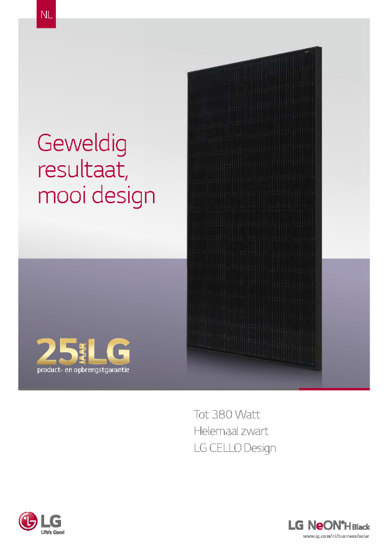 LG Zonnepaneel 380Wp Mono Full Black HC 40mm met MC4 connector