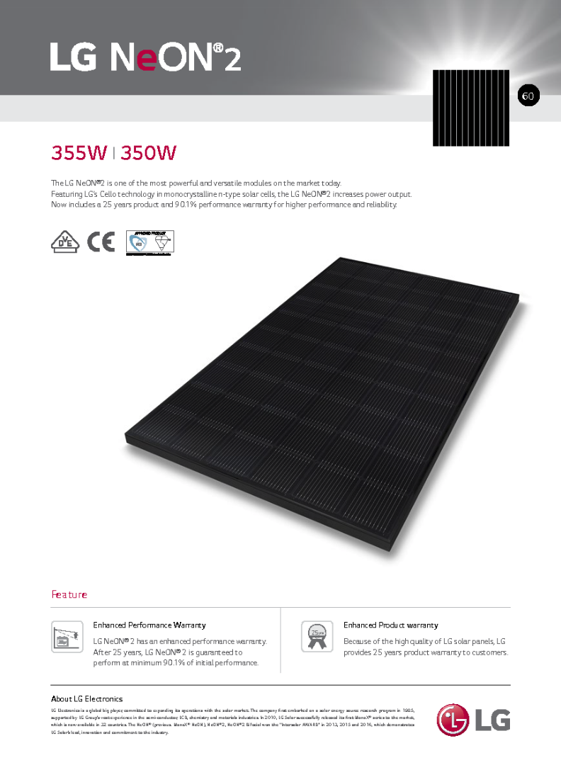 LG Electronics Neon 2 LG350/355N1KN5 LG highperformance solar module (matt frame)€.0,745W