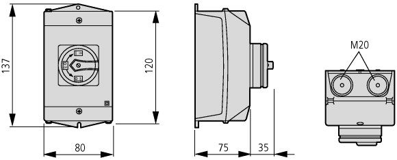 Eaton T nokkenschakelaar Lastscheider Hoofdschakelaar IP65 2p 20A 207144