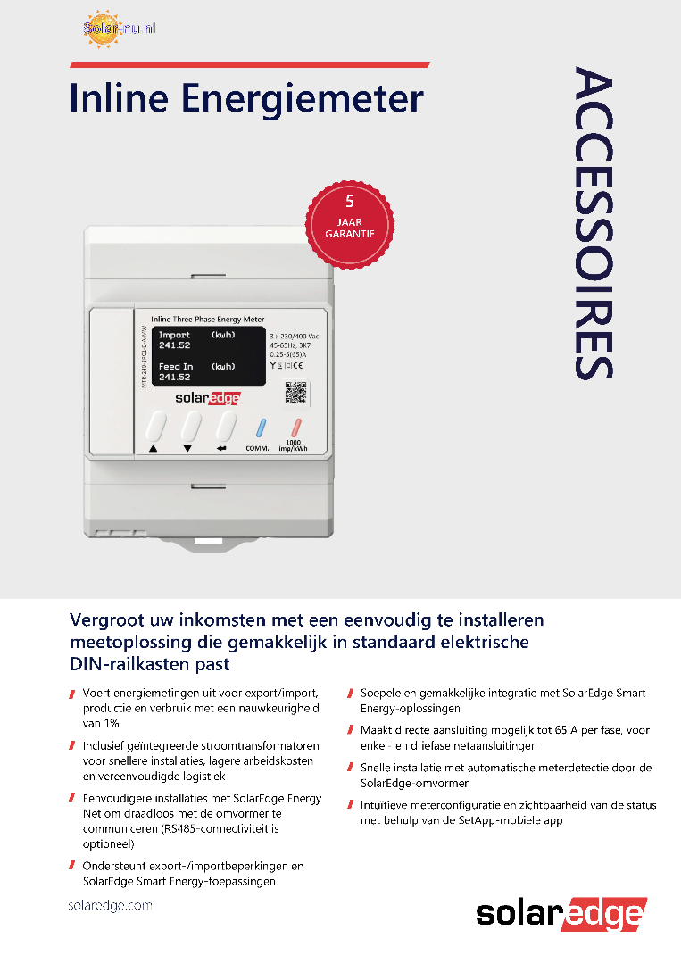 SolarEdge Inline Energy Meter with Energy Net, 1PH 230V, 65A