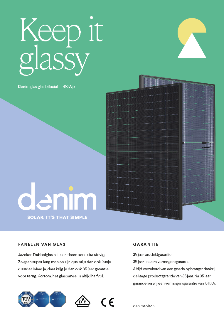 Denim U - Mono 410 Black Frame Bifacial Glas Glas - 35 jaar garantie 