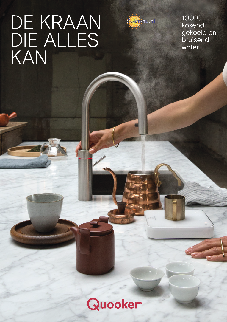 Quooker Flex kokend water keukenmengkraan met uittrekslang rvs inclusief combi+ reservoir