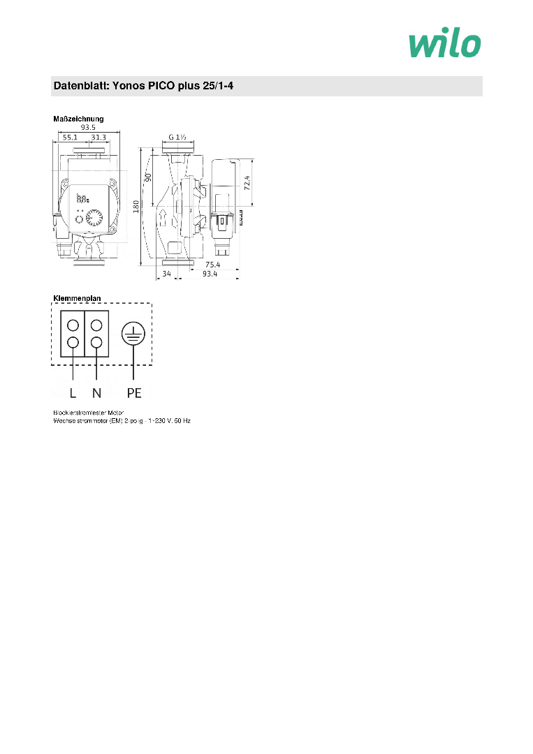  Circulatiepomp Yonos PICO plus 25/1-4 1 1/2" 180 mm 4215502 